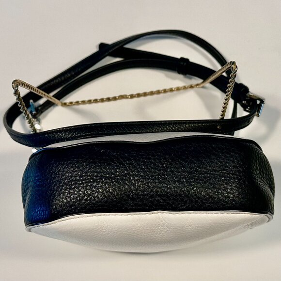 MICHAEL KORS Mott Snake-Embossed Leather Crossbody Cream & Black, Silver Chain - Picture 8 of 15